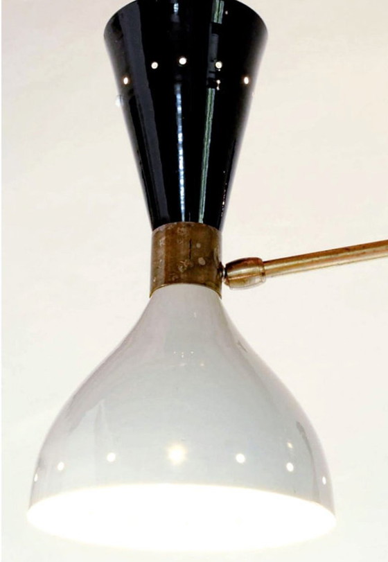 Image 1 of Lámpara de araña Moonlight de 3 brazos en blanco y negro