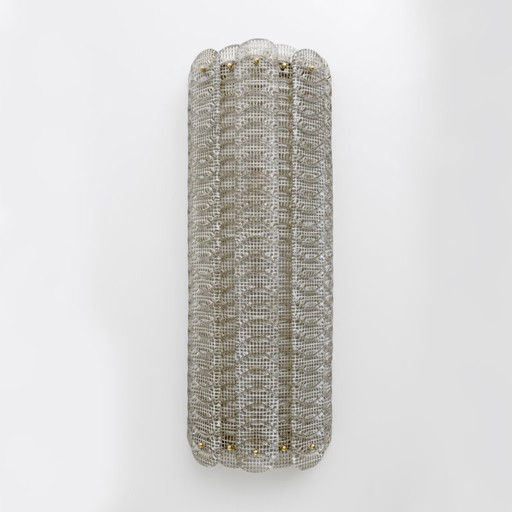 Paire d'appliques murales italiennes en verre de Murano de style moderne du milieu du siècle, modèle « Reticello », années 1990