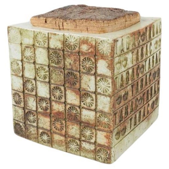 Image 1 of Porta tabacco in ceramica Roger Capron con decoro &quot;Sole&quot;, Vallauris, Francia, anni &#39;50