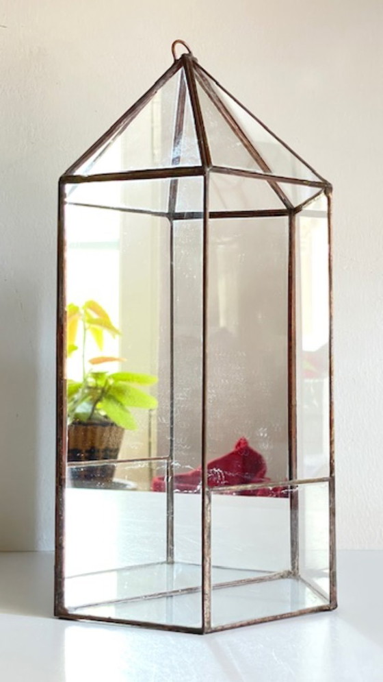 Image 1 of Fioriera vintage in vetro e ottone
