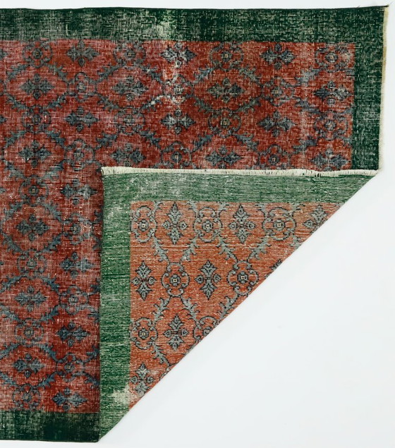 Tappeto turco vintage Oushak 216 × 141 cm – Rosso e verde, in lana, tessuto a mano – Tappeti, Wool (photo 9 of 10)