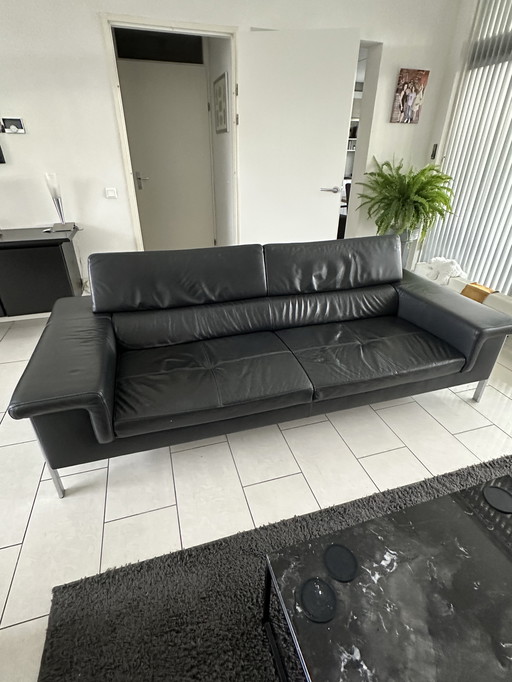 Montèl Leather Black 3 Seater Sofa