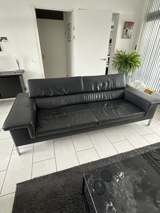 Image 1 of Montèl Leather Black 3 Seater Sofa