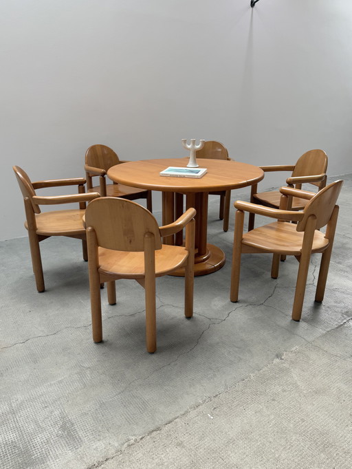 Rainer Daumiller dining table and 6 chairs solid alder wood