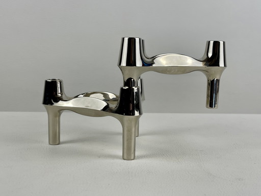 2 candelabros modulares de metal cromado de Bmf