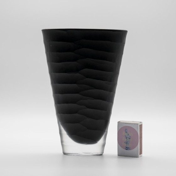 Image 1 of Vaso ovale in vetro nero Hutschenreuther EASY 20 cm, fatto a mano, modello postmoderno