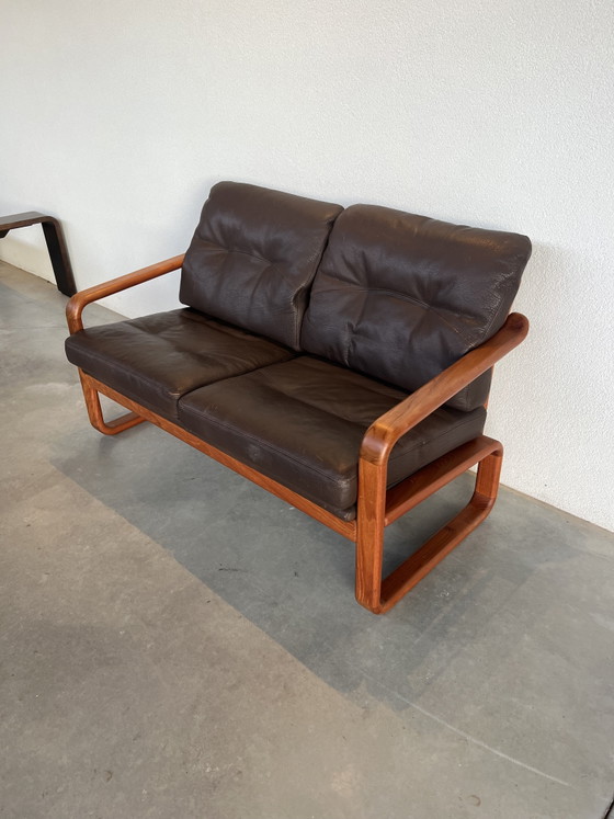 Holstebro Für HS Design, Dänemark 70er Jahre – HS Design Denmark, 3-5 Sitzer Sofas, Leather, Wood (photo 10 of 10)