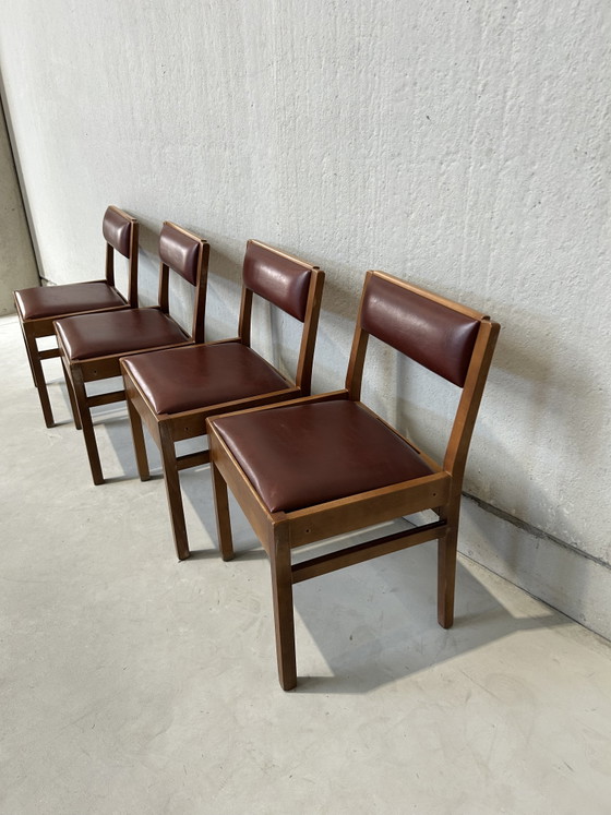 Vintage moderne du milieu du siècle – Mid Century Modern, Chaises de salle à manger, Wood, Skai (photo 3 of 5)