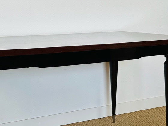 Image 1 of Modernistische eettafel met marqueterie van macassar-ebbenhout, Frankrijk, 1950