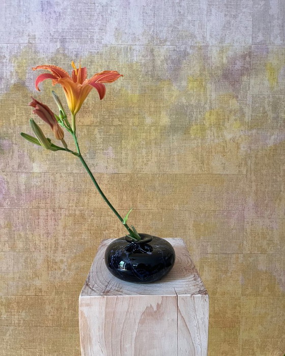 Image 1 of Flat Blown-Glass Soliflore – Silver Foil Inclusions – France, 1960s–70s