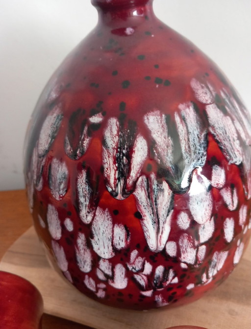 Trio of reactive enamels "Fat Lava" and "Ox Blood" by Marius Giuge