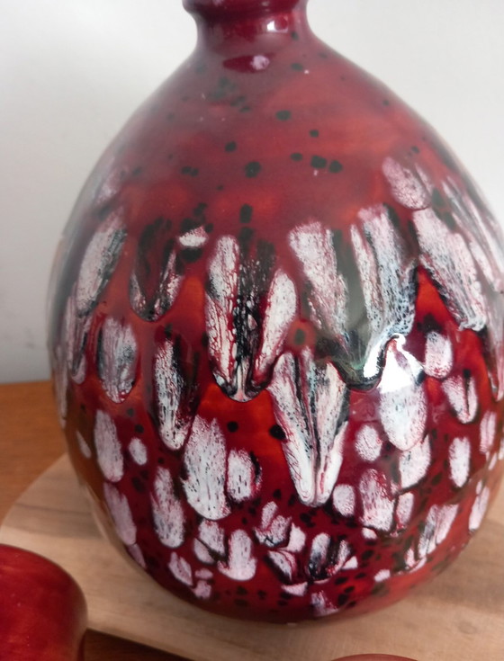 Image 1 of Trio of reactive enamels "Fat Lava" and "Ox Blood" by Marius Giuge