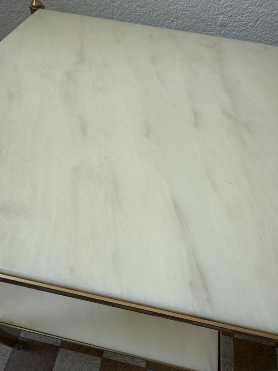 Image 1 of 60s brass marble side table