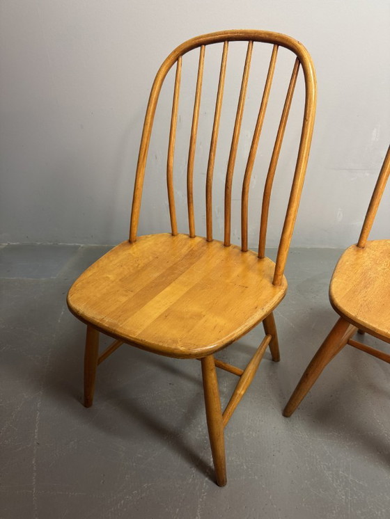Image 1 of Set of 4 Mid-Century Design Spindle Back Dining Chairs by Bengt Akerblom & Gunnar Eklöf for Nässjö Stolfabrik, Sweden 1950s.