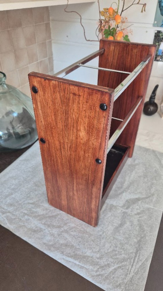 Porte-parapluie vintage en placage de palissandre, style milieu du siècle, avec détails chromés – Wood (photo 5 of 7)
