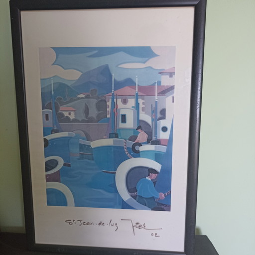 Sfeervol Ingelijst Kunstwerk "St. Jean-De-Luz" – Pierre Labadie (Pier)
