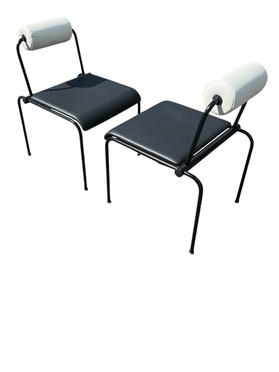 Image 1 of 2 sedie postmoderne Memphis, nere e bianche