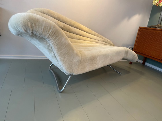 Edle Hans Hartl Soloform Chaiselounge in echtem Schaffell – Eugen Schmidt, Chaise longue, Leder, Stoff (photo 6 of 8)