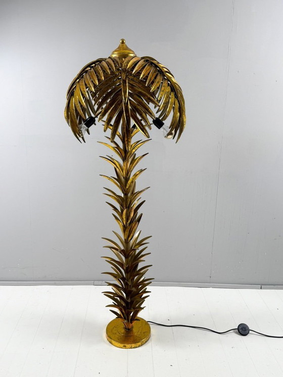 Image 1 of Gran lámpara de pie/palmera estilo Hollywood Regency, al estilo de Maison Jansen, Francia, década de 1970