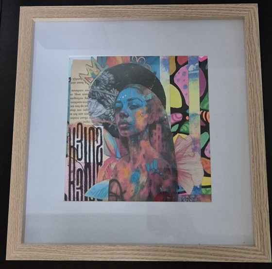Image 1 of Collage technique mixte « Color Riot » sur papier