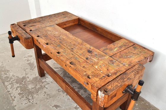 Image 1 of Vintage beech and oak workbench Nooitgedagt