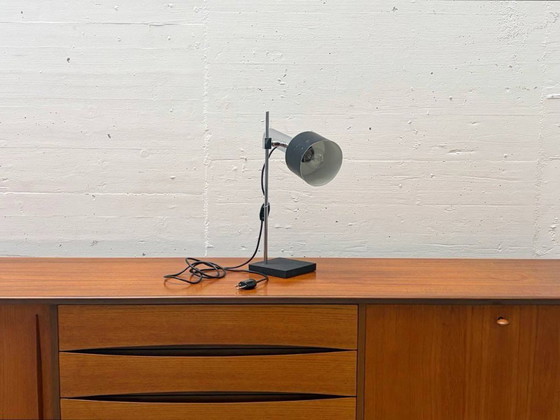 Image 1 of Table lamp with chrome frame and die-cast metal base, 1970s