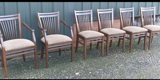 Image 1 of 6 Bannink jugendstil eiken eetkamer stoelen 