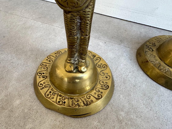 2x Vintage Messing Kandelaars - Ridders – Kandelaars en kaarsen, Brass (photo 7 of 7)