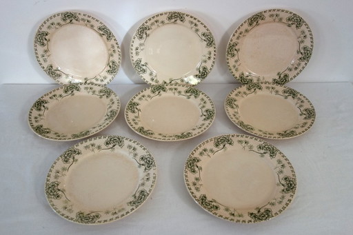 8 flat ironstone plates "Palmyre" Sarreguemines