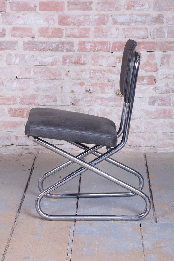 Restored Bauhaus Chair, Genuine Leather, Chrome, Steel, Germany, 1930s – Side chairs, Metal (photo 3 of 8)