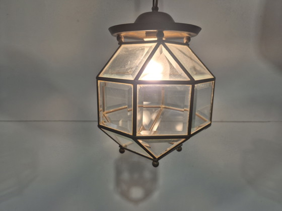 Image 1 of Amsterdamse school lantaarn met geslepen glas