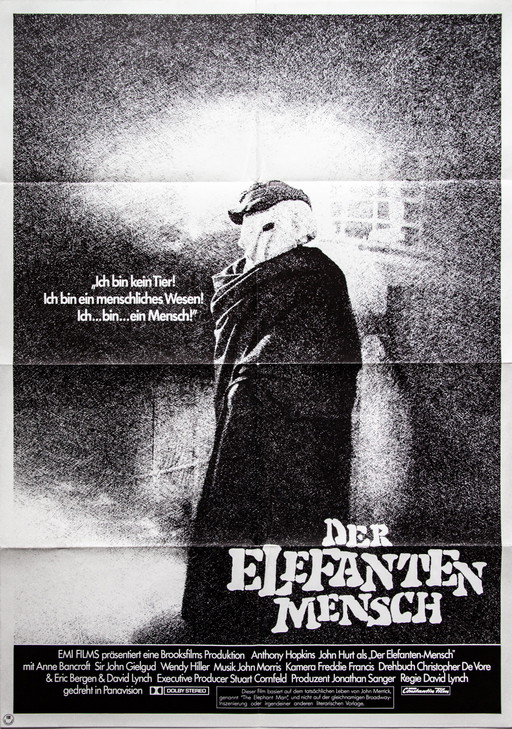 Original Vintage German Movie Poster The Elephant Man by David Lynch / 1980 / 59.4 x 84.1 cm