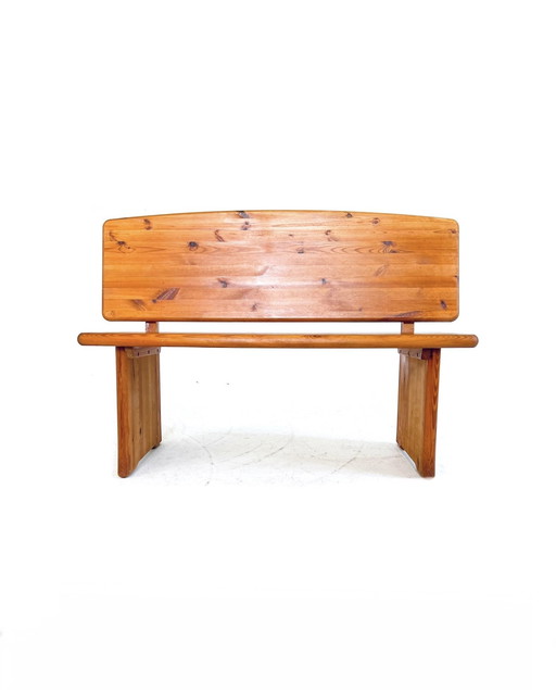 Vintage Brutalist bench in Pine, 1970s