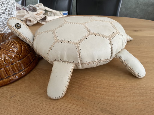 Vintage witte leren schildpad