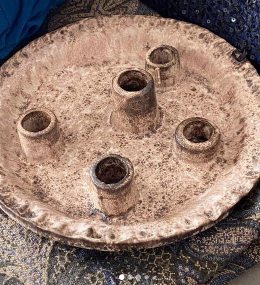 Chandelier McCarty Pottery en céramique, bougeoir à 5 tuyaux