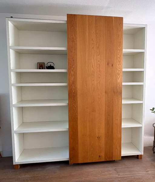 Handmade designer wall cabinet with oak sliding door – 225 x 246 cm