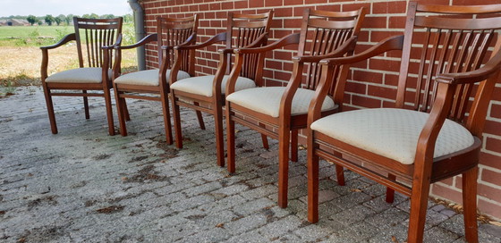 Image 1 of 5 poltrone da pranzo Bannink Art Nouveau in legno di ciliegio