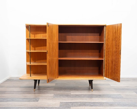 Image 1 of Highboard from the 1950s made of ash and zebrano, with open shelves