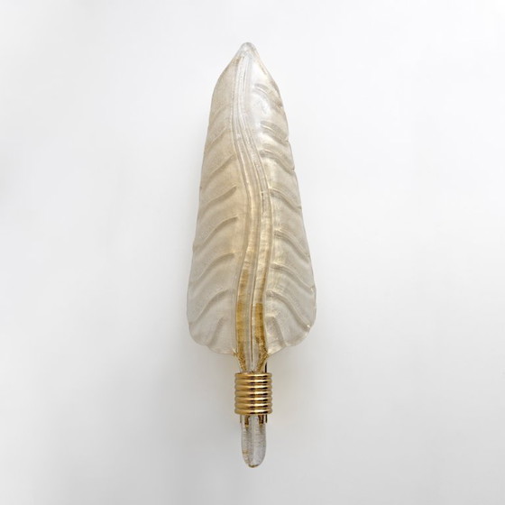 Image 1 of Paar Wandleuchten im Stil von Barovier & Toso, Mid-Century Modern, Muranoglas mit Blattgold