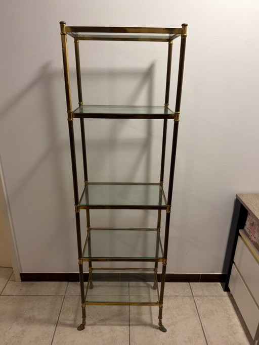 Vintage Franse Messing Étagère / Stellingkast – Hollywood Regency (Maison Baguès Stijl) - Jaren 70