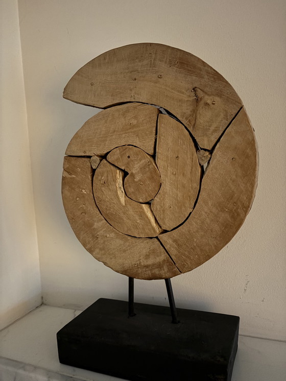 Image 1 of Teakhouten sculptuur / teakwortel op een sokkel (RACINE)