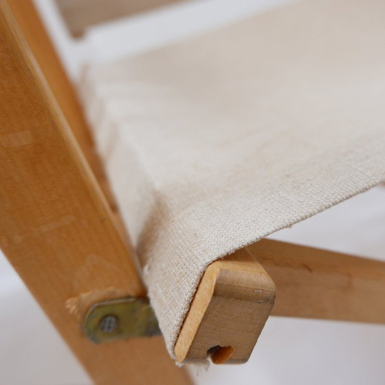 Image 1 of Set di 4 sedie pieghevoli in rovere e tela di cotone