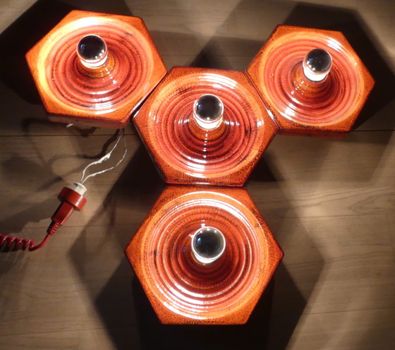 Image 1 of Hustadt set of 4 ceiling light wall lamp ceramic red UK1aeb