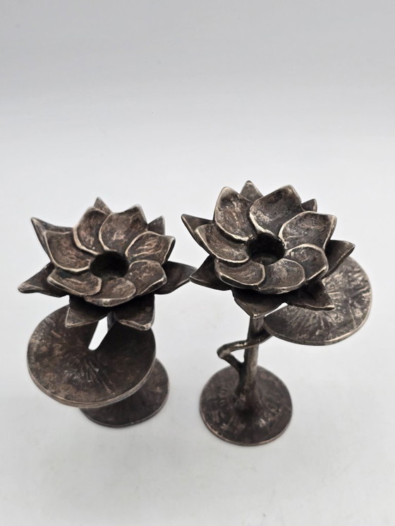 Image 1 of Brutalist bronze candlesticks