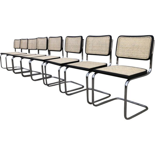 Sedie vintage B32 in faggio nero di Marcel Breuer, Italia