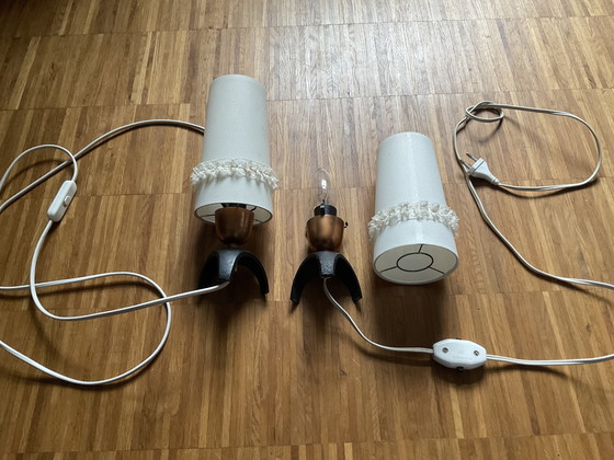 Image 1 of Set of vintage mid-century bedside lamps – 1970s – border