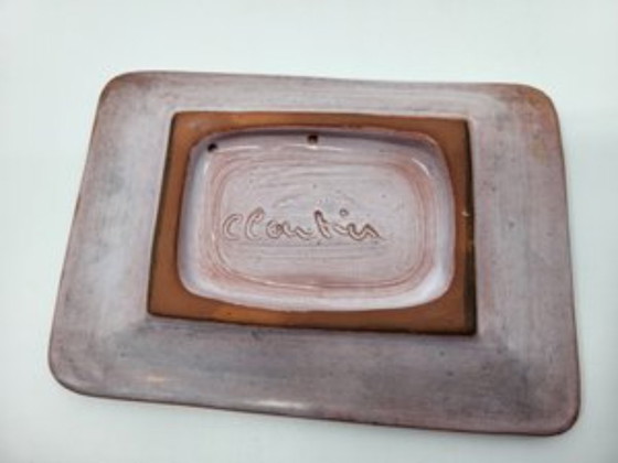 Image 1 of Cloutier Brothers trinket tray in glazed ceramic, Rose, France, 1950