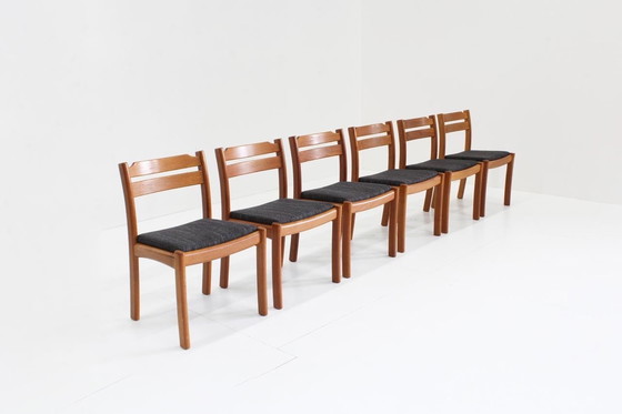 Image 1 of 6 X Vintage Teak Eetkamer Stoelen 