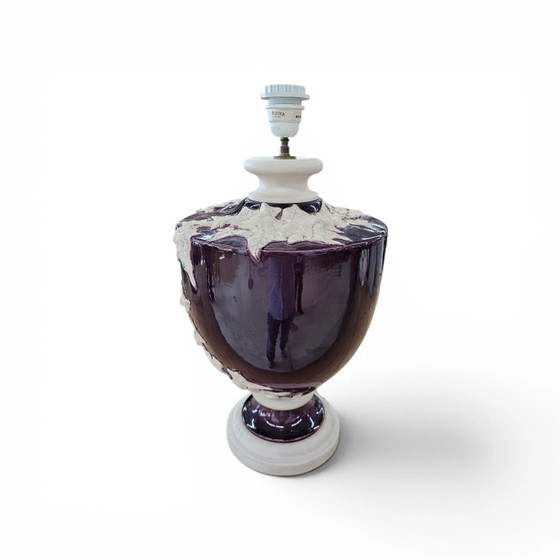 2 x große Kostka florale Keramik Vasenlampe / 1970er / Frankreich – Tischlampen, Ceramic (photo 7 of 12)