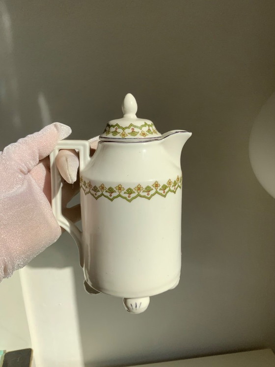 Image 1 of Caffettiera in porcellana Art Déco - Stile "Alt Wien" - Quattro piedini a sfera - c. 1920-1930